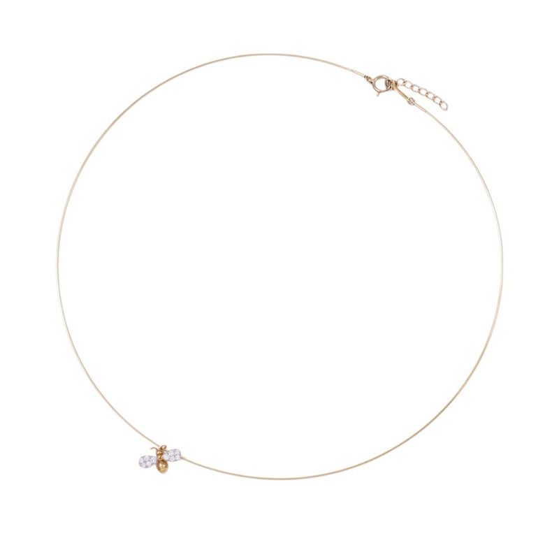 ギメル ネックレス 蜂モチーフ ダイヤモンド 計0.145ct K18YGイエローゴールド/Pt950プラチナ gimel ハチ ジュエリー