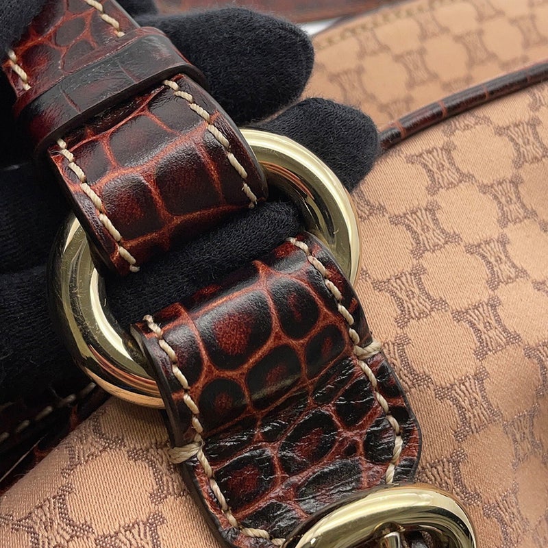 セリーヌ ショルダーバッグ マカダム キャンバス/型押しレザー 160722AJB CELINE　ハンドバッグ