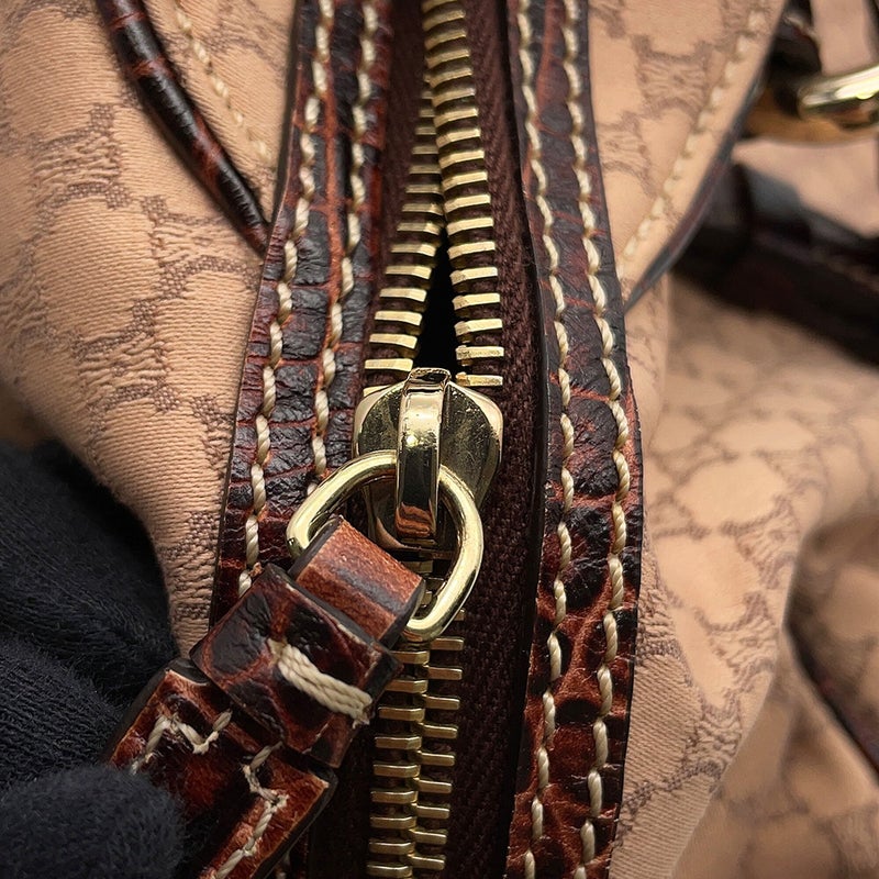 セリーヌ ショルダーバッグ マカダム キャンバス/型押しレザー 160722AJB CELINE　ハンドバッグ