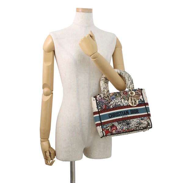ディオール ハンドバッグ LADY D-LITE ミディアム キャンバス M0565ORHP Christian Dior 2way 白