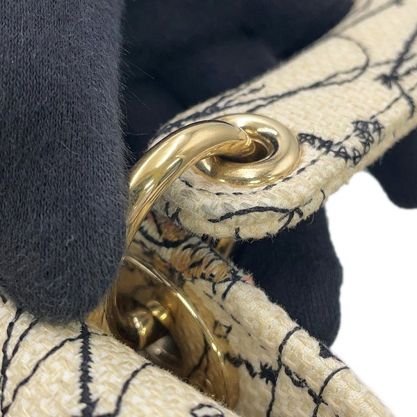 ディオール ハンドバッグ LADY D-LITE ミディアム キャンバス M0565ORHP Christian Dior 2way 白