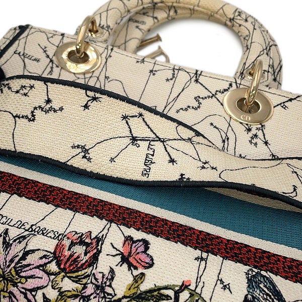 ディオール ハンドバッグ LADY D-LITE ミディアム キャンバス M0565ORHP Christian Dior 2way 白