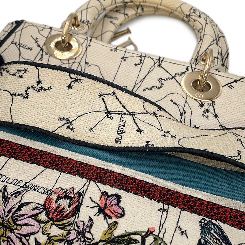 ディオール ハンドバッグ LADY D-LITE ミディアム キャンバス M0565ORHP Christian Dior 2way 白