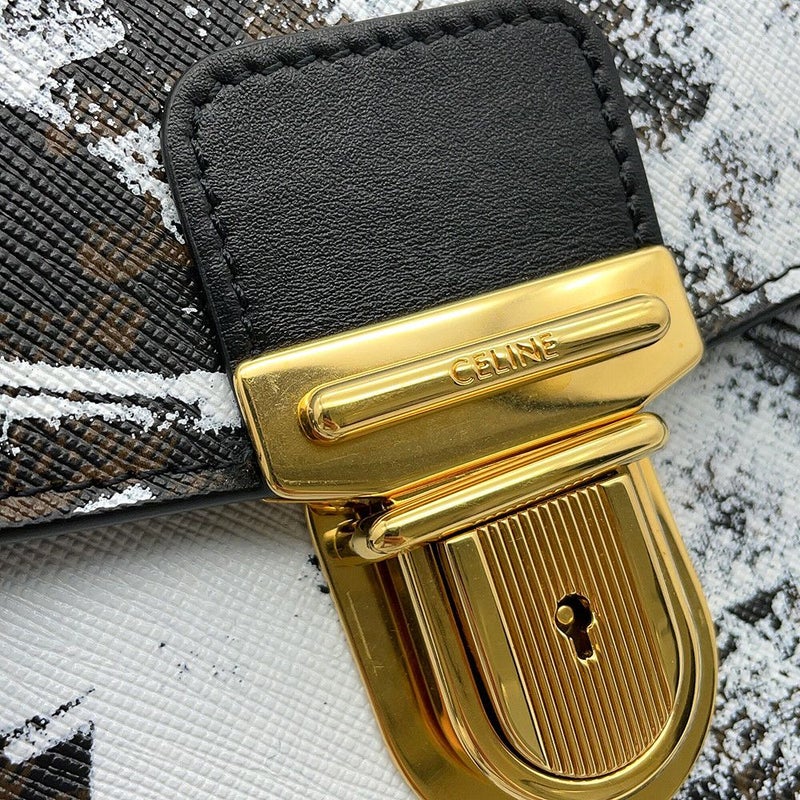 セリーヌ ビジネスバッグ トリオンフ ブリーフケース PVC/レザー CELINE 2wayショルダーバッグ 白 黒