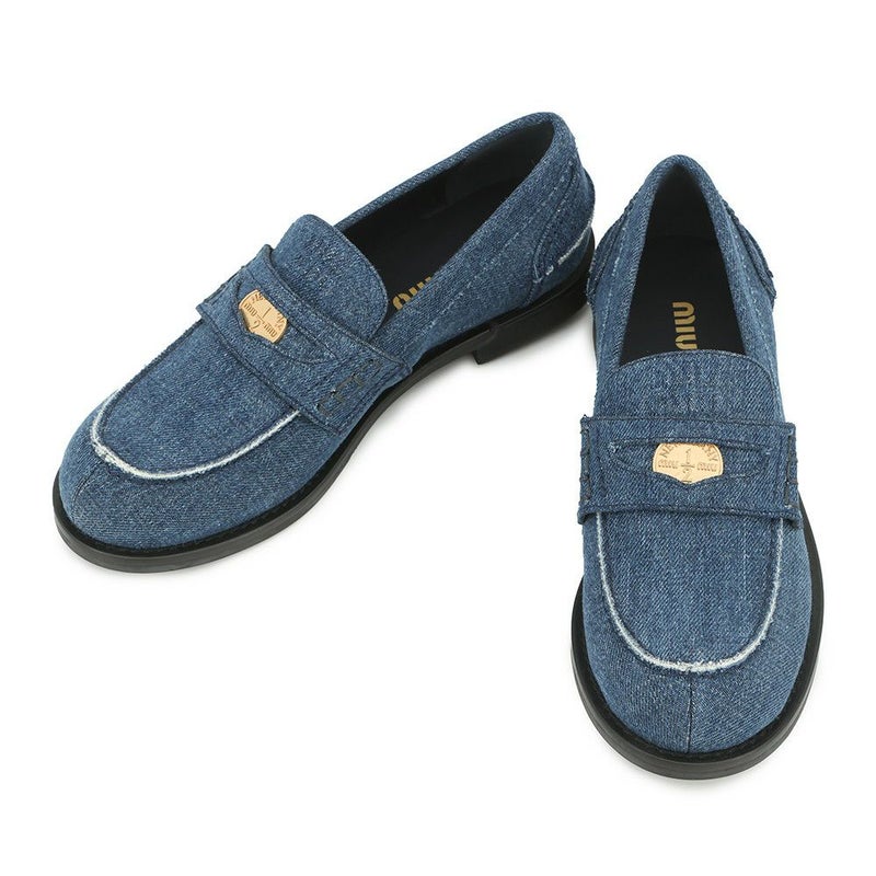 ミュウミュウ ローファー コイン デニム 5D061E レディースサイズ36 MIUMIU 靴