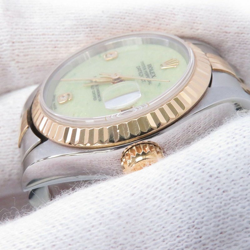 ロレックス レディデイトジャスト SS/K18YG 2Pダイヤ A番 79173 2BR コンビ 腕時計 ジェダイト文字盤