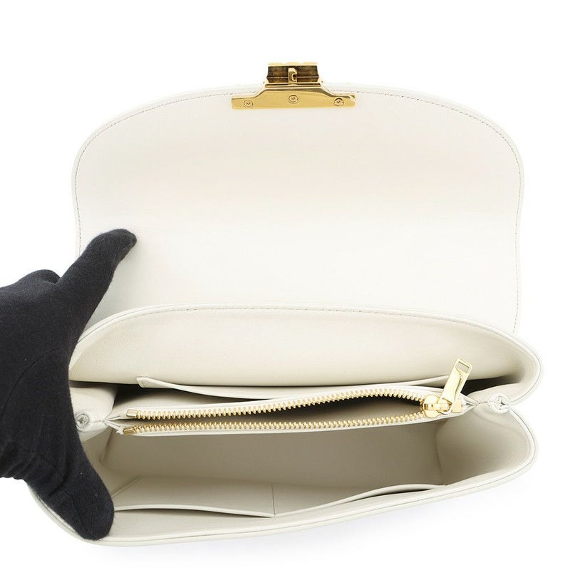 セリーヌ ハンドバッグ  ニノ  ミディアム トリオンフ スムースサテンドカーフスキン117523GG2 CELINE 2wayショルダー 白