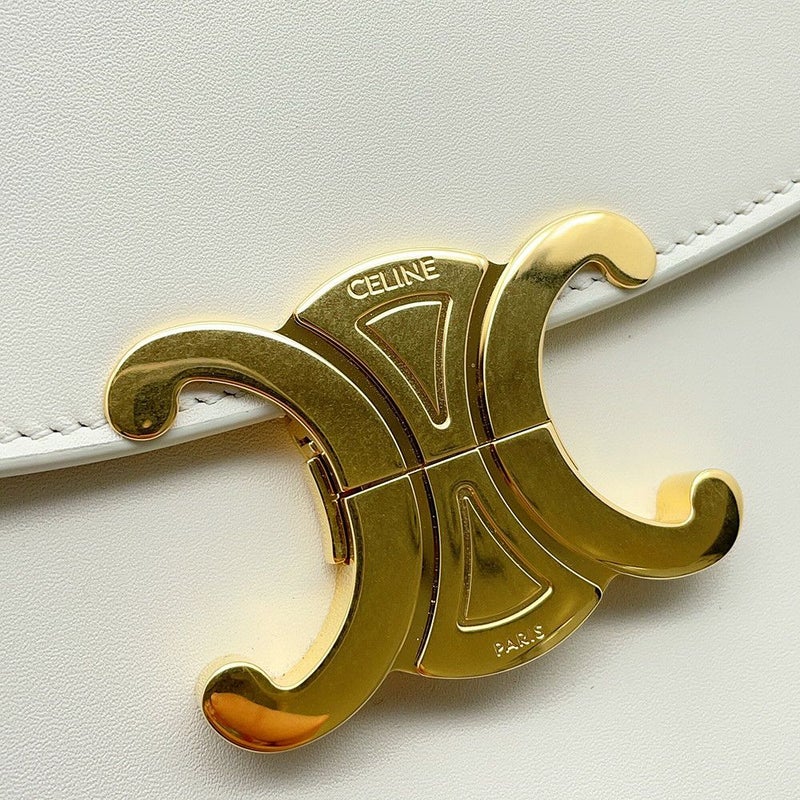 セリーヌ ハンドバッグ  ニノ  ミディアム トリオンフ スムースサテンドカーフスキン117523GG2 CELINE 2wayショルダー 白