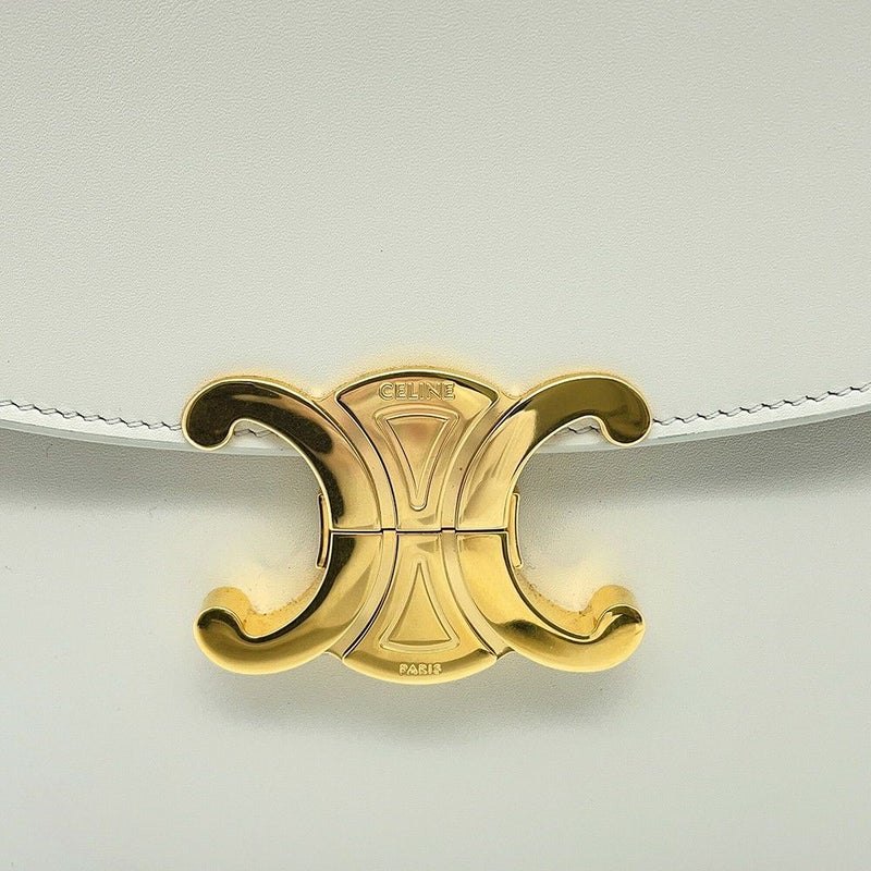 セリーヌ ハンドバッグ  ニノ  ミディアム トリオンフ スムースサテンドカーフスキン117523GG2 CELINE 2wayショルダー 白