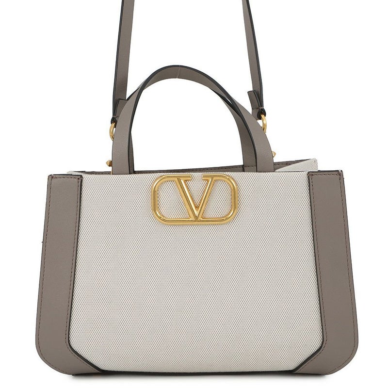 ヴァレンティノ・ガラヴァーニ ハンドバッグ Vロゴ キャンバス レザー 2W0B0K96YJH VALENTINO 2way 白