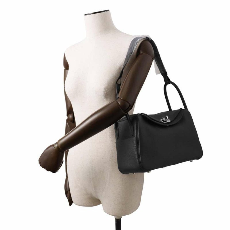 エルメス ハンドバッグ リンディ26 ブラック/シルバー金具 トリヨンクレマンス W刻印 2wayショルダー 黒