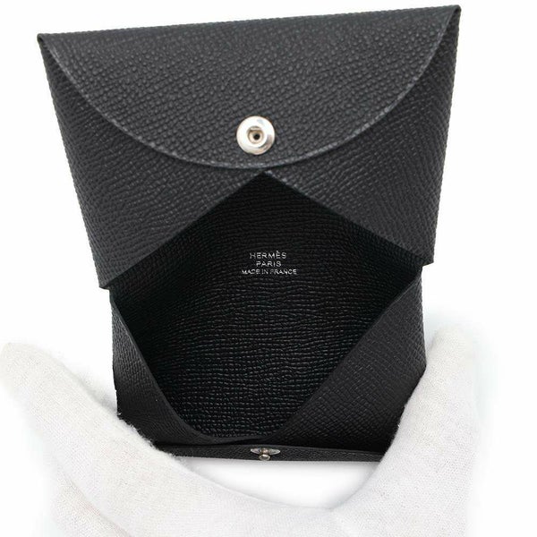 エルメス カードケース カルヴィ ブラック エプソン W刻印 HERMES 名刺入れ 黒