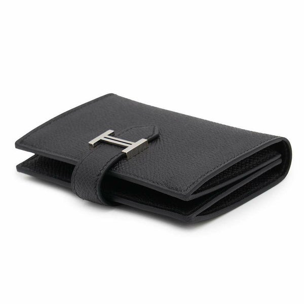 エルメス カードケース ベアン ミニ エトゥープ/シルバー金具 エプソン W刻印 HERMES 名刺入れ 黒