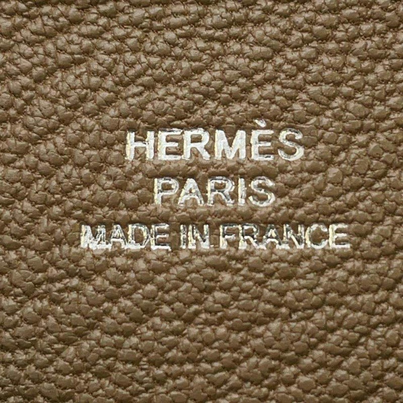 エルメス カードケース カルヴィ エトゥープ/シルバー金具 シェブルミゾル W刻印 名刺入れ シェーブル