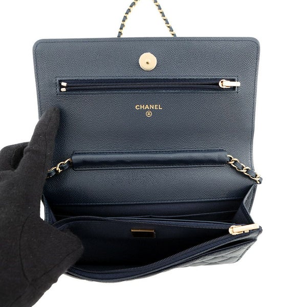 シャネル チェーンウォレット クラシック マトラッセ ココマーク キャビアスキン AP0250 CHANEL 財布 ブラック 黒