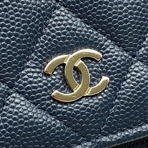 シャネル チェーンウォレット クラシック マトラッセ ココマーク キャビアスキン AP0250 CHANEL 財布 ブラック 黒