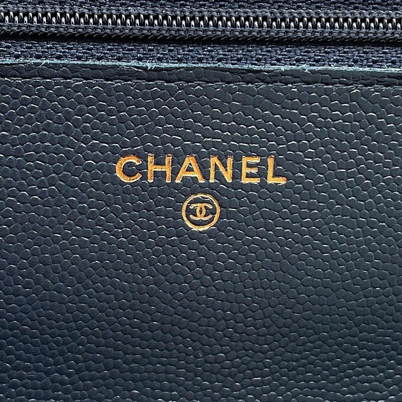 シャネル チェーンウォレット クラシック マトラッセ ココマーク キャビアスキン AP0250 CHANEL 財布 ブラック 黒