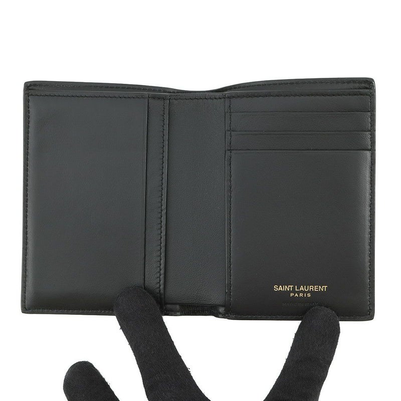 サンローランパリ 財布 タイニーカサンドラクレジットカードウォレット 型押しレザー 847958DZEDW1000 黒