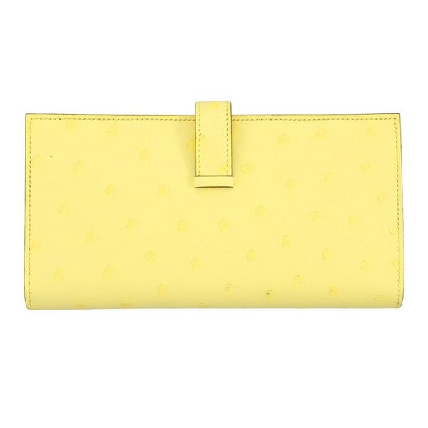 エルメス 長財布 ベアンスフレ ジョーヌシトロン/ゴールド金具 オーストリッチ B刻印 財布