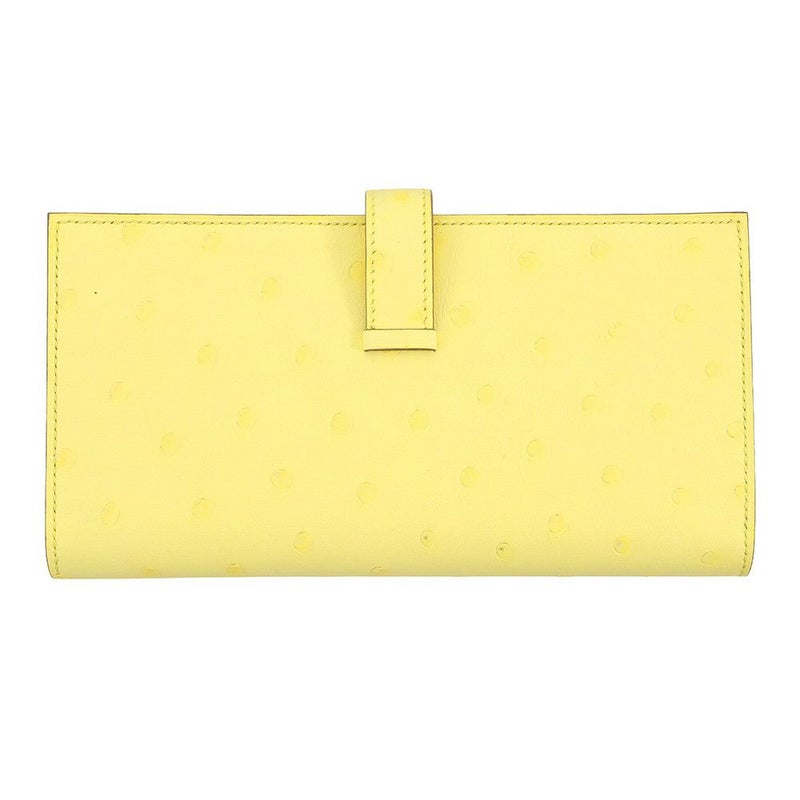 エルメス 長財布 ベアンスフレ ジョーヌシトロン/ゴールド金具 オーストリッチ B刻印 財布