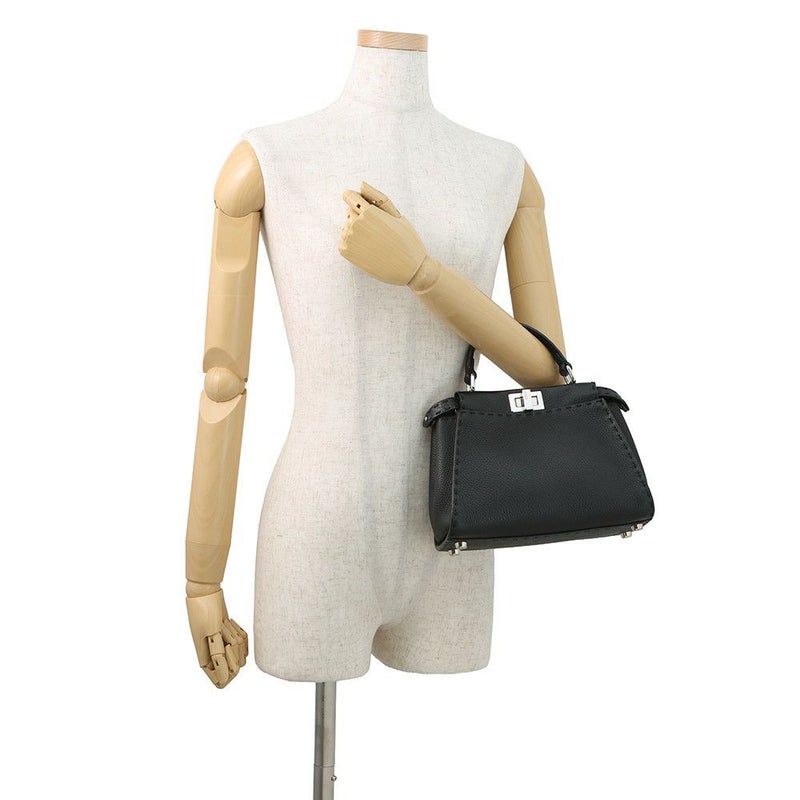 フェンディ ハンドバッグ ミニ ピーカブー セレリア レザー 8BN244 FENDI バッグ ショルダーバッグ 黒