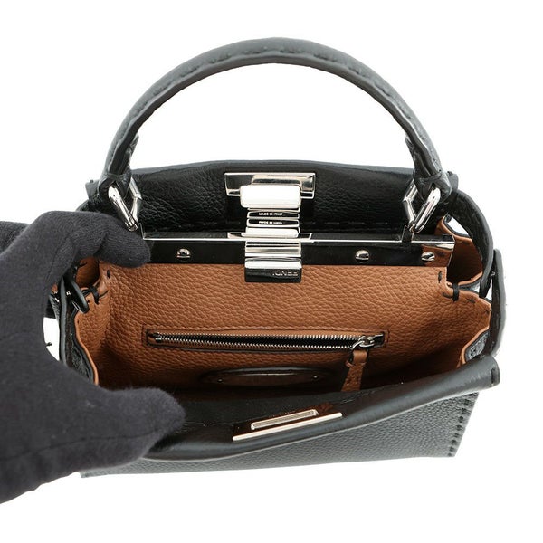 フェンディ ハンドバッグ ミニ ピーカブー セレリア レザー 8BN244 FENDI バッグ ショルダーバッグ 黒