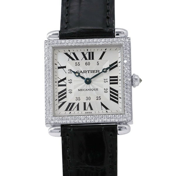 カルティエ タンク オビュ LM K18WG ホワイトゴールド ダイヤベゼル WB800551 Cartier 腕時計 シルバー文字盤