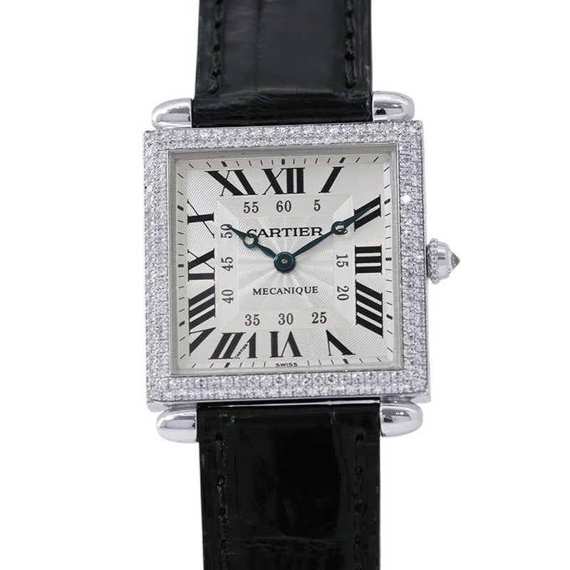 カルティエ タンク オビュ LM K18WG ホワイトゴールド ダイヤベゼル WB800551 Cartier 腕時計 シルバー文字盤