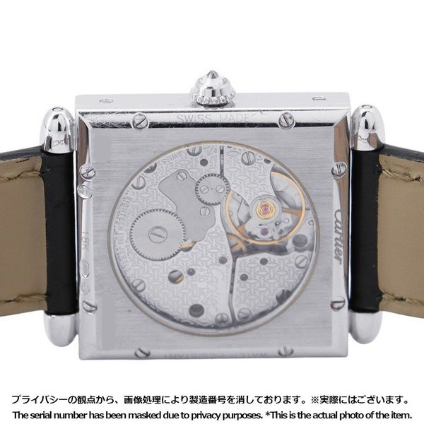 カルティエ タンク オビュ LM K18WG ホワイトゴールド ダイヤベゼル WB800551 Cartier 腕時計 シルバー文字盤