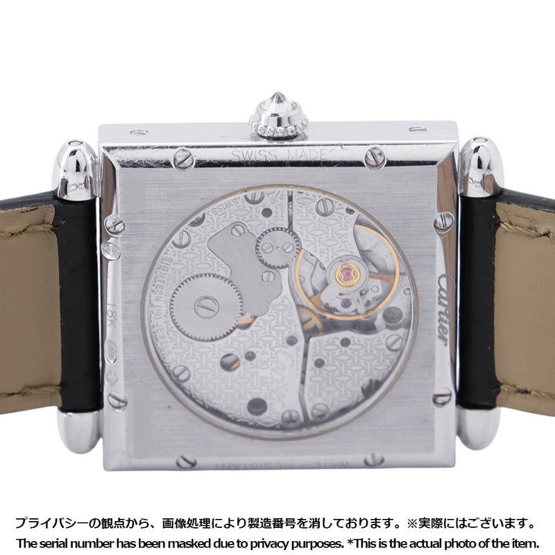 カルティエ タンク オビュ LM K18WG ホワイトゴールド ダイヤベゼル WB800551 Cartier 腕時計 シルバー文字盤
