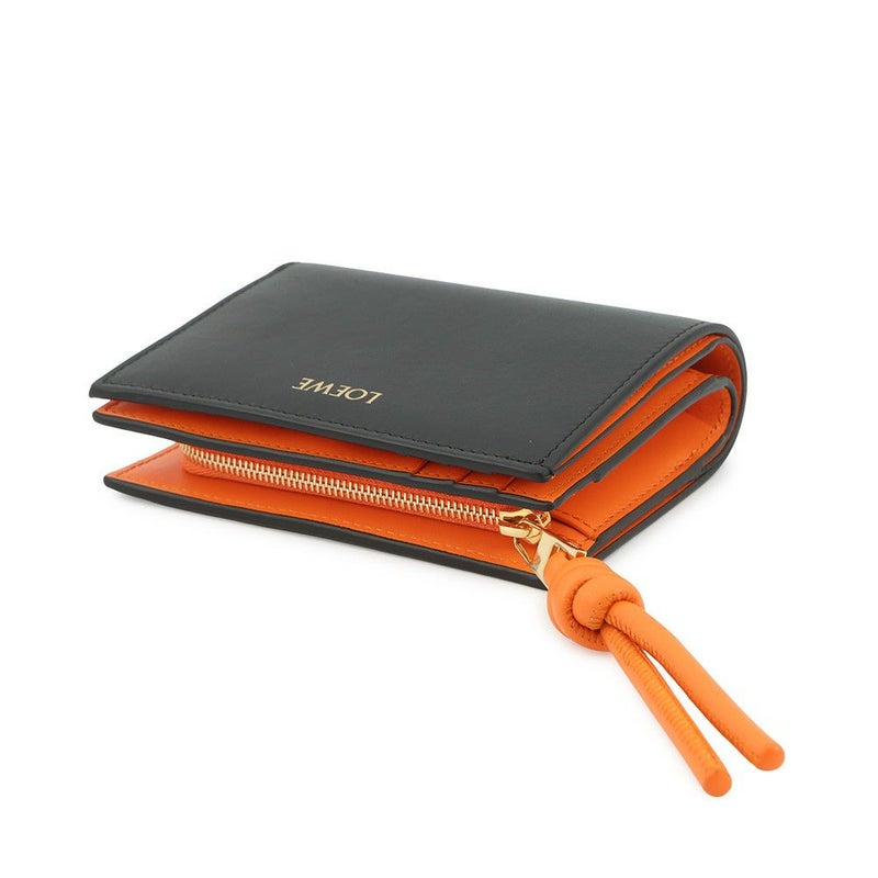 ロエベ 二つ折り財布 ノット コンパクトウォレット シャイニーナパカーフレザー CEM1NCWX01 LOEWE 財布 バイカラー 黒