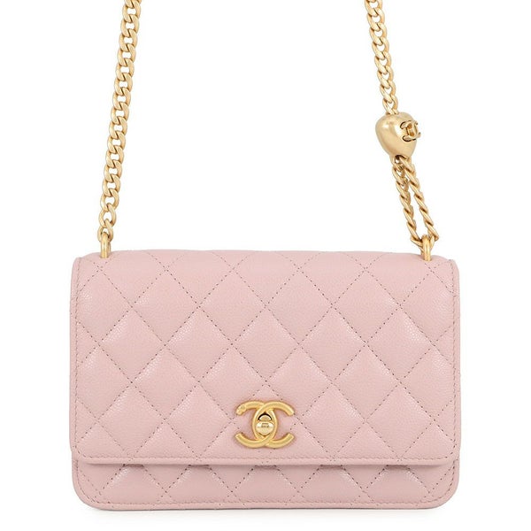 シャネル チェーンウォレット マトラッセ ココマーク ハートチェーン キャビアスキン AP3201 CHANEL