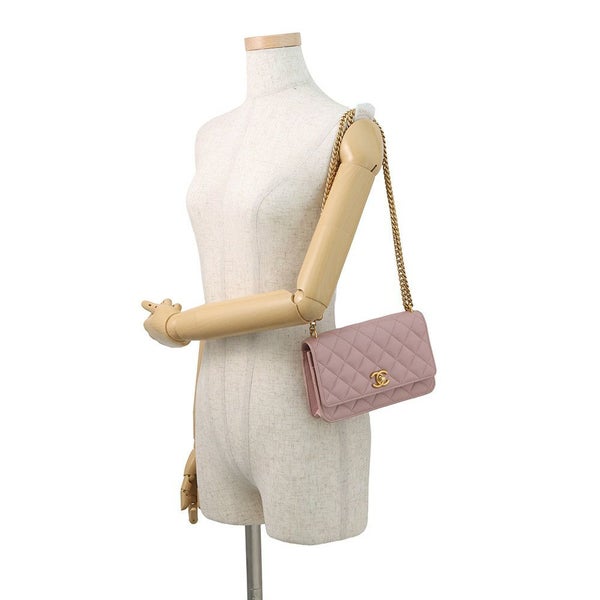 シャネル チェーンウォレット マトラッセ ココマーク ハートチェーン キャビアスキン AP3201 CHANEL