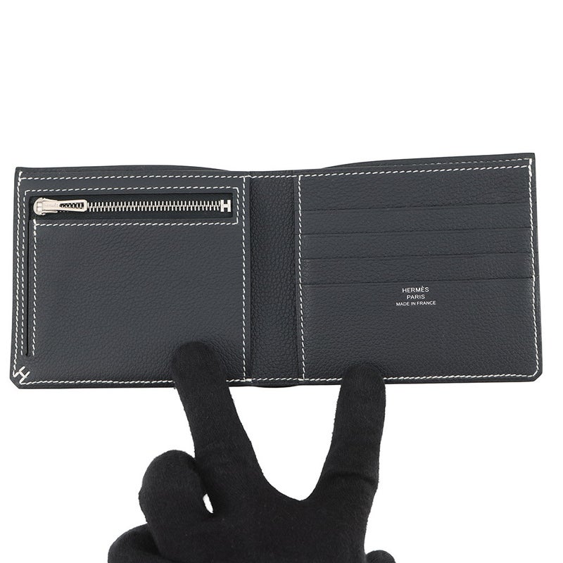 エルメス 二つ折り財布 セリエ コンパクト Sellier H グリミスティ/シルバー金具 エバーカラー W刻印