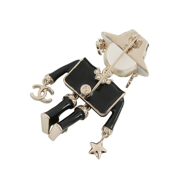 シャネル ブローチ 人形モチーフ フェイクパール ココマーク ABG223 CHANEL アクセサリー 黒