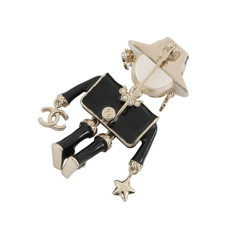 シャネル ブローチ 人形モチーフ フェイクパール ココマーク ABG223 CHANEL アクセサリー 黒