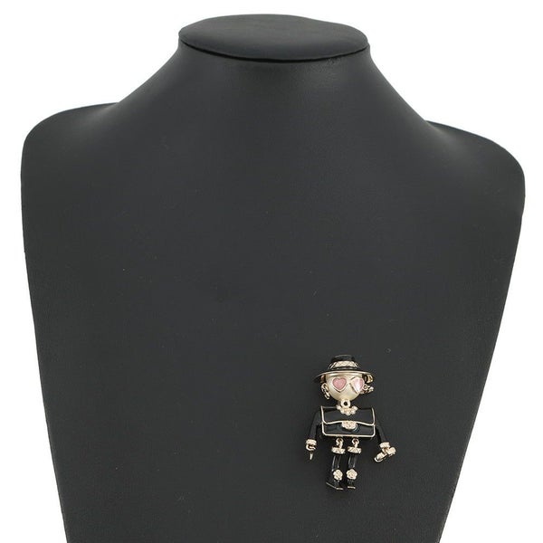 シャネル ブローチ 人形モチーフ フェイクパール ココマーク ABG223 CHANEL アクセサリー 黒