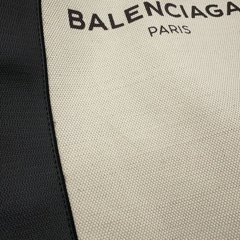バレンシアガ トートバッグ ネイビートート レザー/キャンバス 374767 BALENCIAGA 黒 白