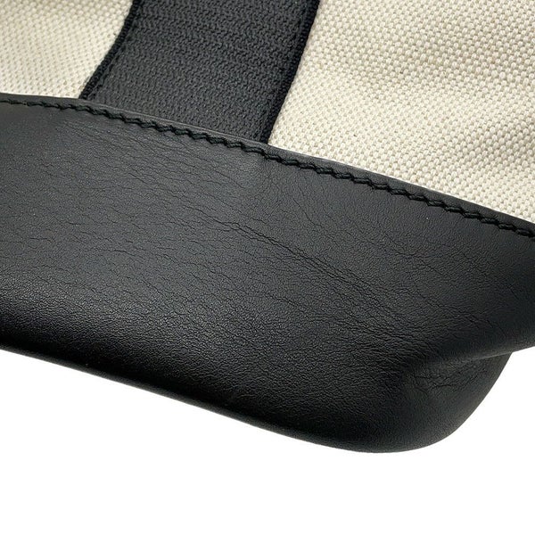 バレンシアガ トートバッグ ネイビートート レザー/キャンバス 374767 BALENCIAGA 黒 白