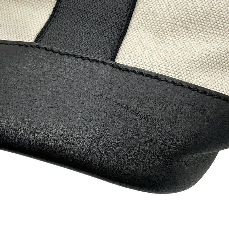 バレンシアガ トートバッグ ネイビートート レザー/キャンバス 374767 BALENCIAGA 黒 白