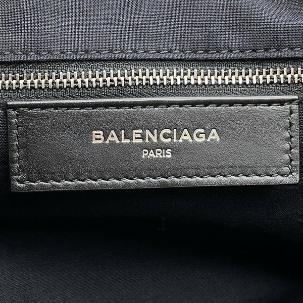バレンシアガ トートバッグ ネイビートート レザー/キャンバス 374767 BALENCIAGA 黒 白