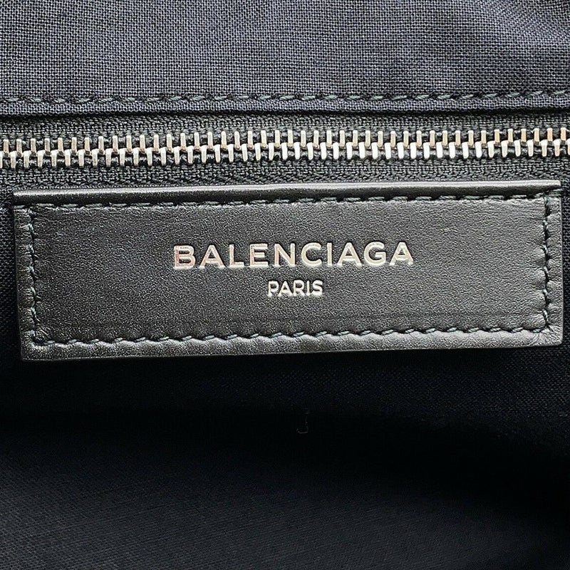 バレンシアガ トートバッグ ネイビートート レザー/キャンバス 374767 BALENCIAGA 黒 白