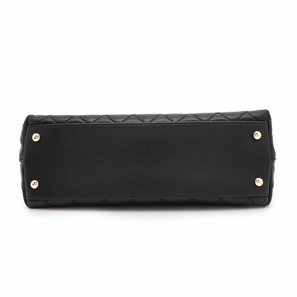 シャネル ハンドバッグ マトラッセ ココマーク ハンドル フラップ キャビアスキン A92991 2way 黒