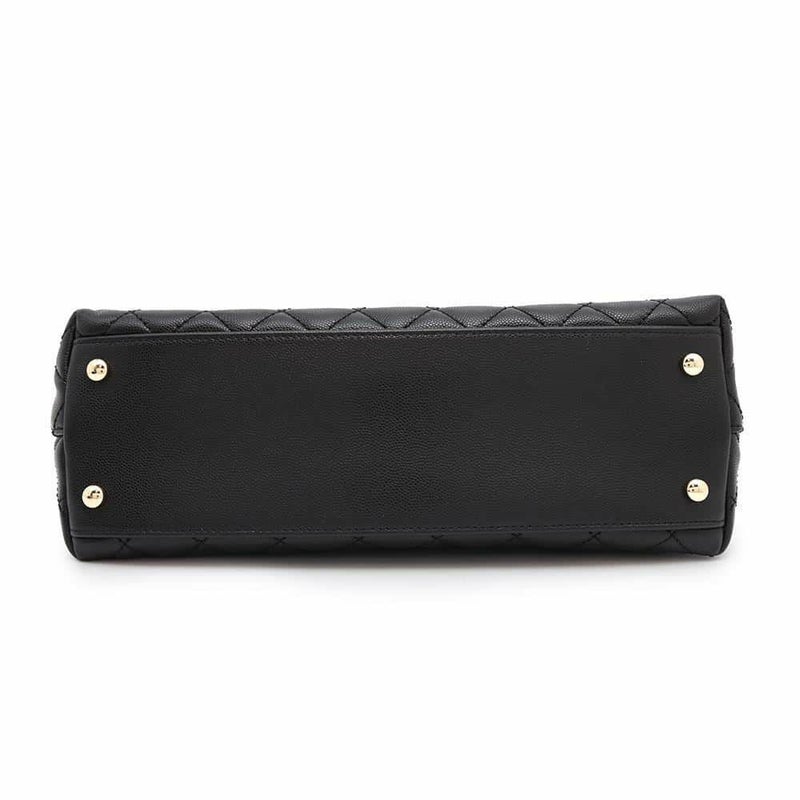 シャネル ハンドバッグ マトラッセ ココマーク ハンドル フラップ キャビアスキン A92991 2way 黒