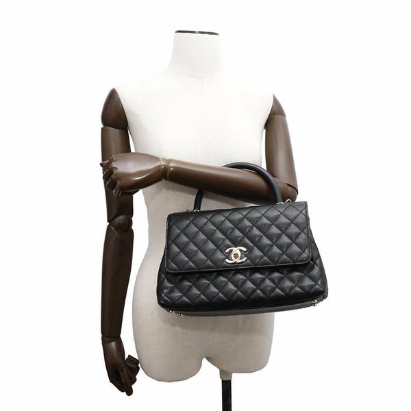 シャネル ハンドバッグ マトラッセ ココマーク ハンドル フラップ キャビアスキン A92991 2way 黒