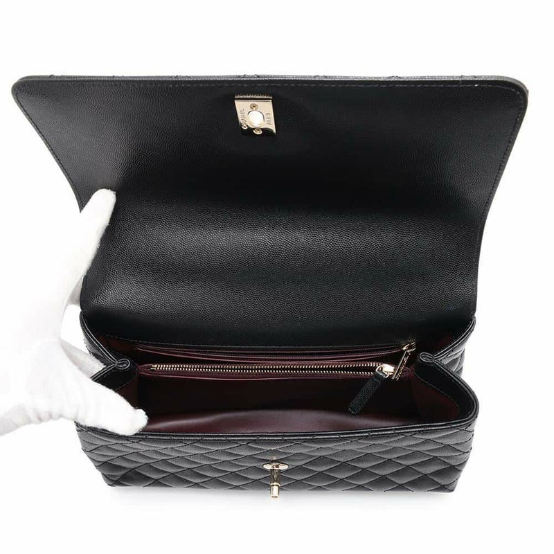 シャネル ハンドバッグ マトラッセ ココマーク ハンドル フラップ キャビアスキン A92991 2way 黒