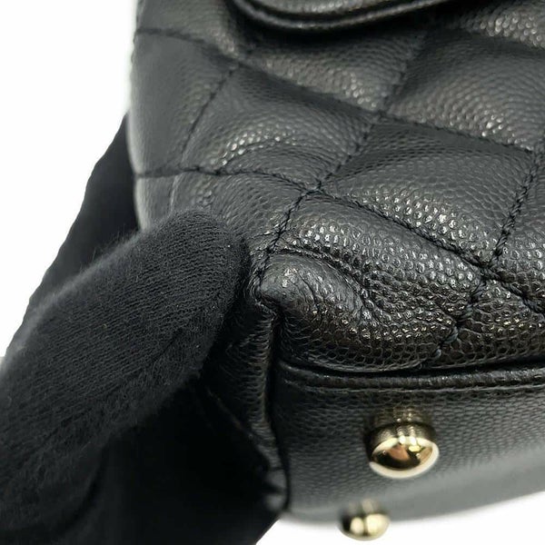 シャネル ハンドバッグ マトラッセ ココマーク ハンドル フラップ キャビアスキン A92991 2way 黒