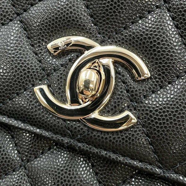 シャネル ハンドバッグ マトラッセ ココマーク ハンドル フラップ キャビアスキン A92991 2way 黒