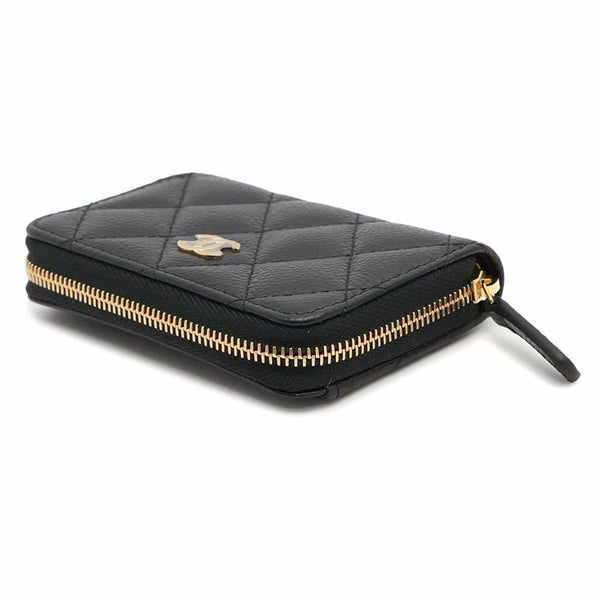 シャネル コインケース マトラッセ ココマーク キャビアスキン AP0216 財布 小銭入れ ラウンドファスナー 黒