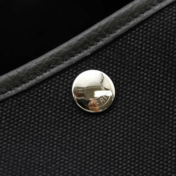 エルメス トートバッグ ガーデンパーティTPM ブラック/シルバー金具 トワルミリタリー/ネゴンダ B刻印 HERMES 黒